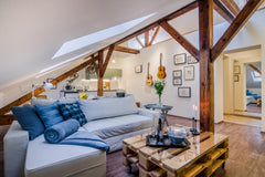 Stylish attic apartment with private garden and terrace in quiet area, only 12 m Hlavní město Praha, Czechia APT with sunny garden Prague A4 by Michal&Friends Entire loft vacation rental 22478111