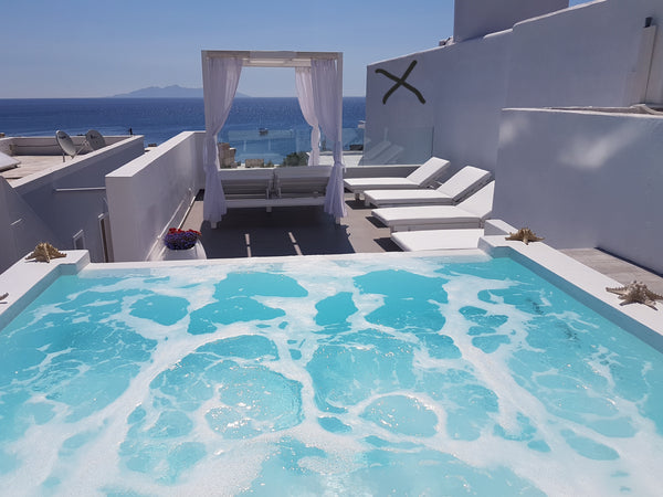 Casa Bella Villa offers three bedrooms, spacious living room, fully equipped kit Kamari, Greece Villa with Outdoor Hot Tub & Sea View Casa Bella Entire villa vacation rental 18665045