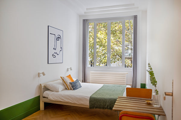 Here's our spacious and private guest room, in our beautifully-designed apartmen Lyon, France Spacious and stylish room Private room in rental unit vacation rental 734582734331946007