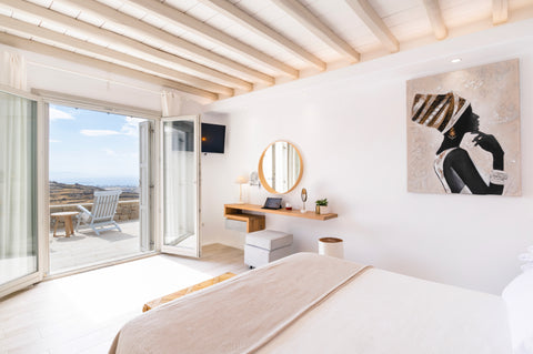 ☀️Hyperion Villa (renovated 2018) is located on a hillside overlooking Mykonos t Mikonos, Greece Hyperion Villa | Sea & Sunset view ☀️【Disinfected】 Cycladic home vacation rental 24785222