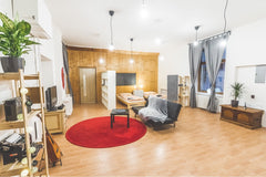 Spacious appartment with view to Vitkov Park. Situated in a house with two rehea Hlavní město Praha, Czechia Art and Music Atelier with a view to Park Vítkov Entire rental unit vacation rental 30125811