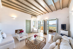 This fabulous summer villa is located in the serene Agios Georgios area, a 15 mi Alimos, Greece Modern family villa with swimming pool Cycladic home vacation rental 17970856