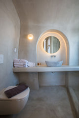 Suite with Outdoor Hot Tub, a bedroom with king size  bed, Bathroom with Shower   Executive Chic Suite Outdoor Jacuzzi Caldera View Room in boutique hotel vacation rental 43828107
