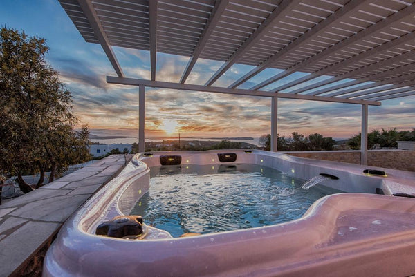 The Superior Outdoor Jacuzzi Suite features a private furnished terrace with Out  Anna Platanou Superior SuiteOutdoorJacuzzi Seaview Room in boutique hotel vacation rental 44044771
