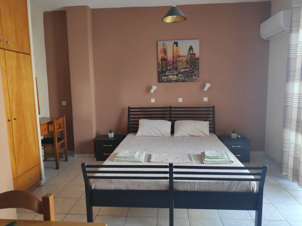 This is a first floor 35m2 studio  with double bed, kitchen, and bathroom. It is Kardamaina, Greece Ilias Nest Entire rental unit vacation rental 32868572