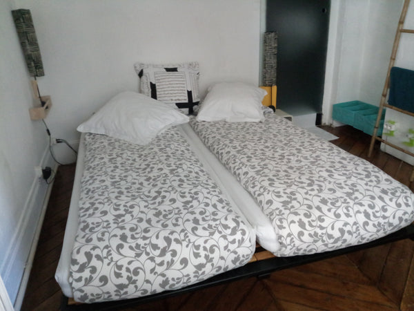 Bedroom with a Queen size bed 160x200cm (two twin mattresses) in the Marais dist Paris, France Bedroom, Arts et Métiers  in the Marais Private room in rental unit vacation rental 16419973