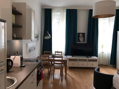 The apartment/studio has a room with kitchen, double bed, dining area, TV and ch Vienna, Austria Studio with balcony use Entire rental unit vacation rental 35222077