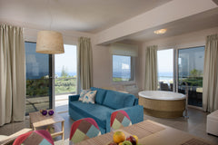 Luxury jacuzzi villa with fireplace - 2 bedrooms, 3 bathrooms.<br />Panoramic Me Chania, Greece Dream luxurious seaview Villa 10m walk from beach Entire villa vacation rental 6988489