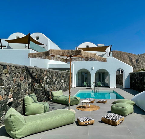 Our Villa is 70 sq.m., was built in 2021 and is located in Perissa, Santorini. I Thera, Greece Modern Dome Homes - The Mint Entire villa vacation rental 50823475