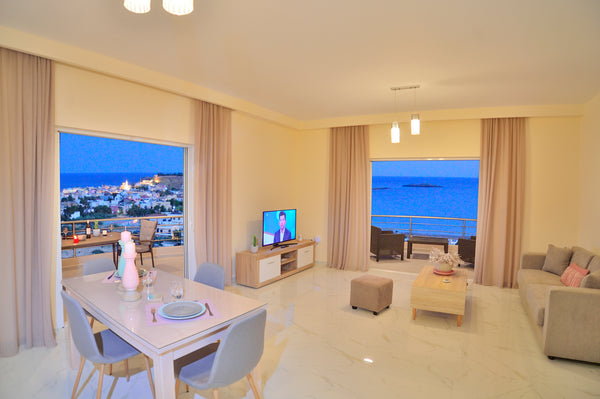 second-floor with a great view to the Mediterranean sea, the sandy beach and the Chania, Greece Aristea Apt 3 Entire rental unit vacation rental 35390292