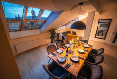 • Beautifully refurbished penthouse near city centre<br />. 4 BEDROOMS and 2 BAT Prague, Czechia 4BR + 2Bath Central Family Penthouse Entire loft vacation rental 635238866763644360