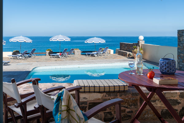 Situated directly on the sea, on a rocky seashore, in the small fishing village  Sisi, Greece Porto Sisi Cozy Sea Front Apartment Room in serviced apartment vacation rental 11854689