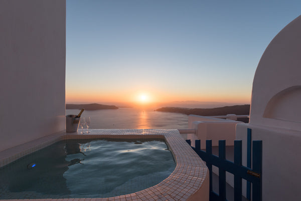 This traditional renovated suite is built on the top of Caldera rim with a magni Imerovigli, Greece Honeymoon Suite outdoor jacuzzi Room in boutique hotel vacation rental 12040558