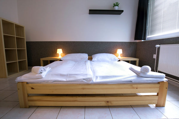 Double room in our Hostel Seven with new double bed, furniture and fridge, with  Prague, Czechia Double room in hostel with shared bathroom Room in hostel vacation rental 14740404