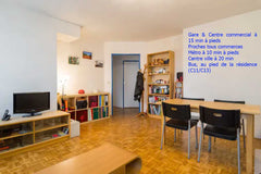 Cozy 2 rooms 45m² flat,  central (Part-Dieu 15 min walk), well connected (center Lyon, France Cosy Flat 2+2, Garden Level, near Station PartDieu Entire rental unit vacation rental 11392432