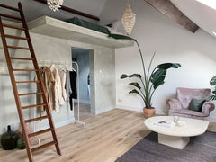 The room features a mezzanine bed, private livingroom and bathroom as well as a  Antwerp, Belgium Spacious mansard room Private room in townhouse vacation rental 47938178