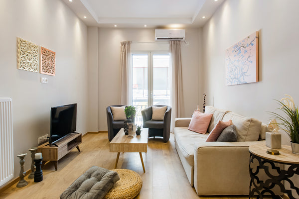 Cook breakfast in a kitchen with a marble-tile backsplash and wood cabinets. Din Athens, Greece Diamond Home in the Heart of Athens Entire rental unit vacation rental 33853797