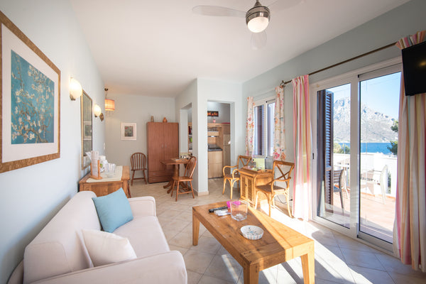Deluxe Apartment, *Master Bedroom, fully A/C, with Safe, Satellite Radio-TV, *Li  Myrties Boutique Apts-NERA Apartment 55m2 Sea View Room in serviced apartment vacation rental 28282863