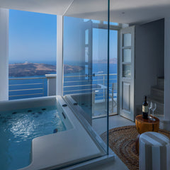 Located on the upper floor of the complex, our two-leveled Junior suites are arr Thera, Greece Junior Suite with outdoor private hot tub Room in boutique hotel vacation rental 42877319