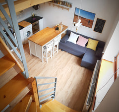 Fully equipped loft apartment with high ceilings. 1st level (kitchen + living ro Prague, Czechia Factory loft apartment 1 minute from metro Entire rental unit vacation rental 36553672