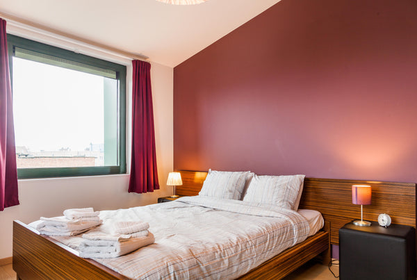Comfortable room with queen-size bed, wardrobe, writing desk and chairs. Second  France Comfortable accommodation in spacious penthouse Private room in rental unit vacation rental 6463582