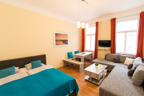 This Apartment consists of a bedroom, a living room, a bathroom and a fully equi Vienna, Austria 1 BR KLIMT BUDGET Apartment for 6 people Entire rental unit vacation rental 8913044