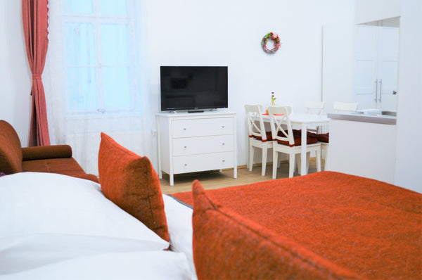 It is a bright and cozy studio apartment equipped with a double bed, a sofa, a c Prague, Czechia Superior Apartment Soukenicka Entire rental unit vacation rental 43808238