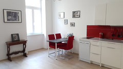 This with love newly adapted studio consits of a room with kitchen with fridge,  Vienna, Austria Classy Bordeaux Studio near Hundertwasserhaus Entire rental unit vacation rental 24182463