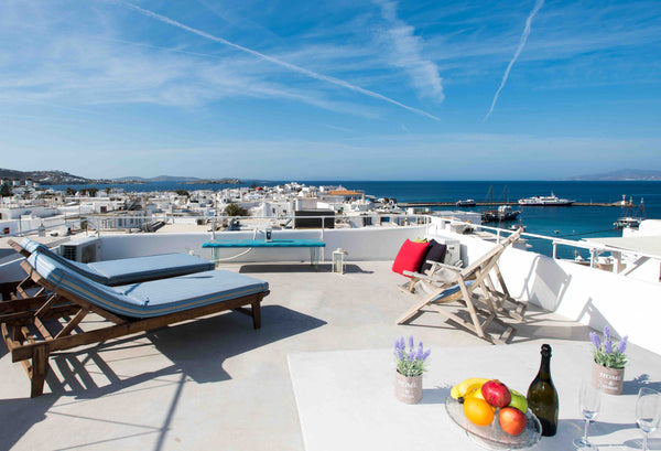 Perfectly located at the heart of traditional old town of Mykonos with panoramic Athens, Greece Mykonos Town Panorama with Private Terrace Cycladic home vacation rental 22148295