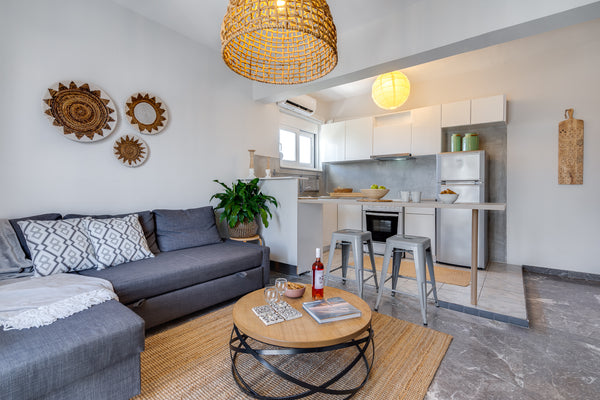 Enjoy your stay in a bohemian style one-bedroom apartment that’s perfect for eve Chania, Greece Urban Living, Boho 1 bedroom apartment w/ balcony Entire serviced apartment vacation rental 6697287
