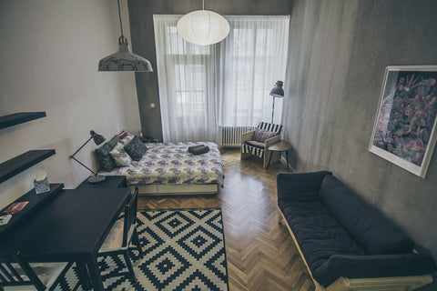A truly lovely and calm studio with a roofed balcony, situated in the heart of t Prague, Czechia Modern Studio with Terrace near Metro Entire rental unit vacation rental 14413236