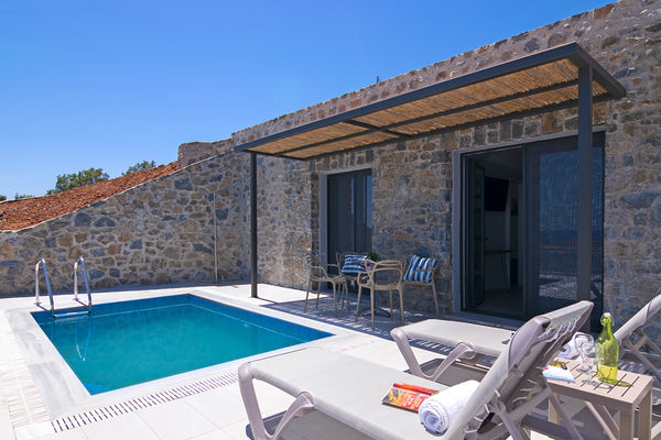 Unique earth-sheltered villa with unlimited sea view, 250m from the beach, with  Rethimnon, Greece Varkotopi villa 1,Pool,Near the Beach,South Crete Entire villa vacation rental 36310998