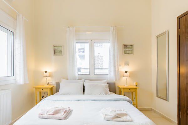 Kick back on the comfortable outdoor furniture on the terrace looking out across Chania, Greece Litsa's Elegant Apartment, a few minutes walk to the Old Town Entire rental unit vacation rental 13970398