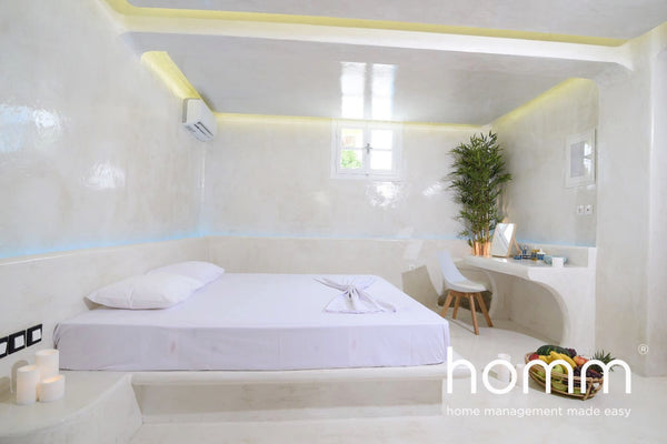 Newly renovated apartment in the classic cycladic style,with gloss polished conc Athens, Greece Mykonos 52m² homm Luxury Apartment Seaside Ornos Entire rental unit vacation rental 14988456