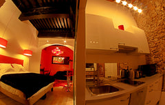 Décoré tout en rouge et noir, ce studio est idéal pour les couples ou déplacemen Lyon, France Le Stendhal Entire rental unit vacation rental 12002917