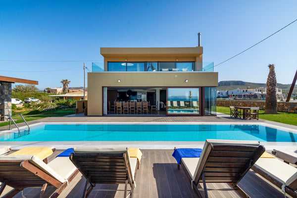 KIMONA VILLA is a brand new  villa built in 2018 and is located 5 meters from th Heraklion, Greece Villa Kouvohori Sea front Pool Jacuzzi  6BDs 21Pax Entire home vacation rental 23634114