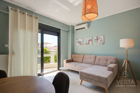 An elegantly designed and decorated 1-bedroom apartment built on 2 levels, locat Greece Uptown 2-level Apt, private patio & balcony with views Entire rental unit vacation rental 670046791415974976