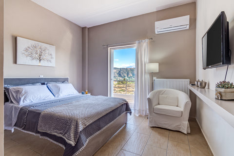 A warm and modern apartment which has great view to the Souda bay and to the mou Chania, Greece Chic with great view apartment Entire rental unit vacation rental 25857203