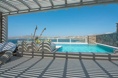This ground floor apartment features a private outdoor pool and beautiful sea vi  Relax in your private pool, gazing Mykonos Entire rental unit vacation rental 8109305