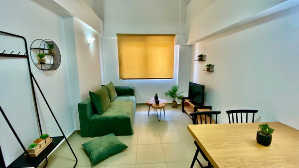 City center studio consisting of a loft bedroom with a large bed, a living room  Rethimnon, Greece D17 Studio Entire condo vacation rental 51033872