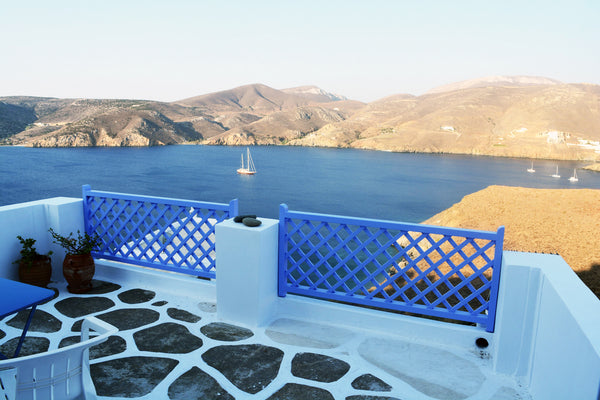 The studio includes one space with a small kitchen, a living space and a bedroom  Astypalean home with a view Cycladic home vacation rental 35462378