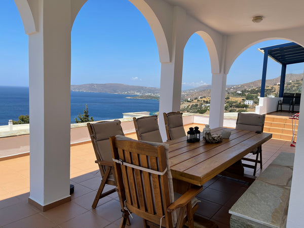 Comfortable big house with awesome sea view to aegean sea.Just 2min with car fro Andros, Greece Villa Hena at Batsi with awesome sea view Entire villa vacation rental 25082969