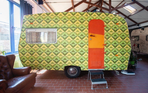 We had a lot of work on this one - to paper a caravan is not easy - <br />Finall Ghent, Belgium Retro caravan Private room in hostel vacation rental 42137927