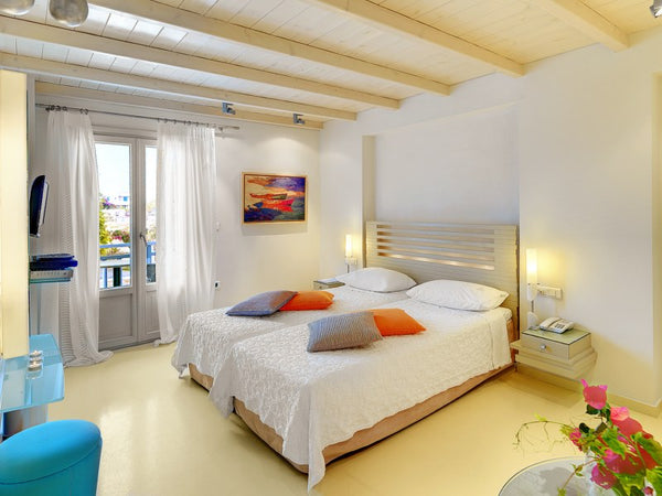 The Standard double/ twin room of IRIA BEACH art hotel  is  stylishly furnished   IRIA BEACH art hotel -Standard Double/Twin room Private room in bed and breakfast vacation rental 39024070