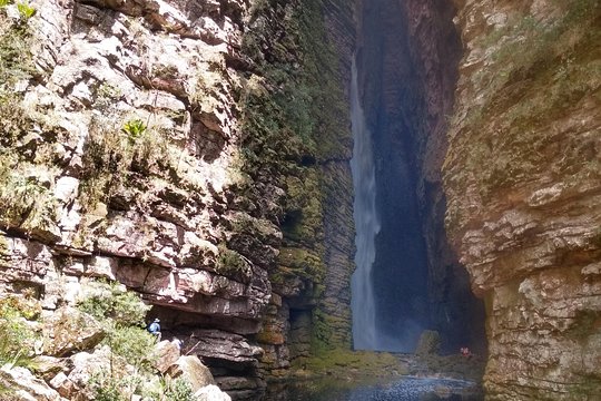 Fumacinha waterfall from below  Private Tours and Travel Guide America Sao Paulo REGION Northeast Brazil Destination Tour