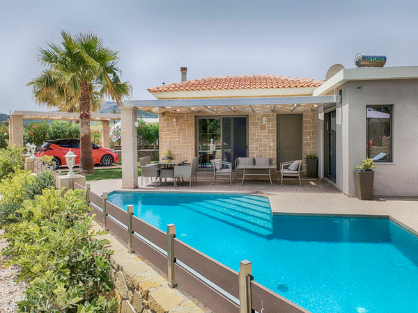 A stylish modern villa sleeping five with pool, hot tub and stunning mountain an  Villa Kissamos Entire villa vacation rental 648992443850038520