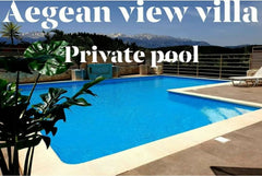 Bright  open spaces,  Extra large south facing  heated private swimming pool wit Chania, Greece Aegean view Private Luxury Villa Aspro  Almyrida. Entire villa vacation rental 19935080