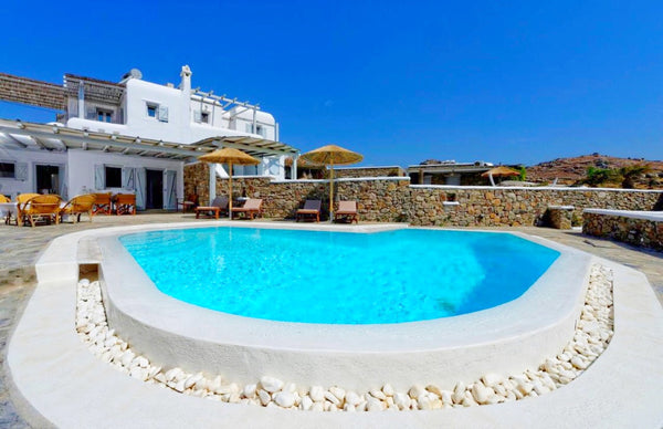 This beautiful property is located in the peaceful area of Kalafatis, in less th  Sea view villa with private pool mykonos Cycladic home vacation rental 32586170