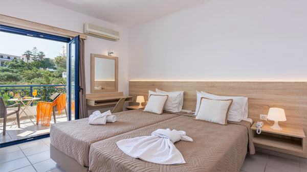 The spacious and fully renovated Family rooms of Sunshine Village (40sqm), are r Iraklion, Greece Standard Family Room Sunshine Village & S. Seaside Room in hotel vacation rental 48709784