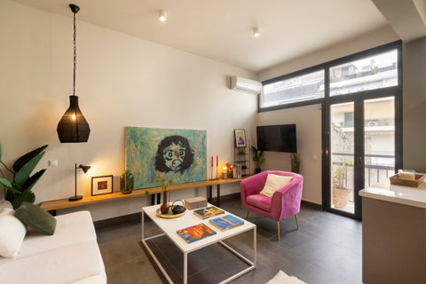 Art is everywhere in this stunning 2BR/1BA APT in Koukaki, opposite the National Chalandri, Greece Α Rare Lux Artistic RENV Gem opposite EMST Museum Entire condo vacation rental 53692465